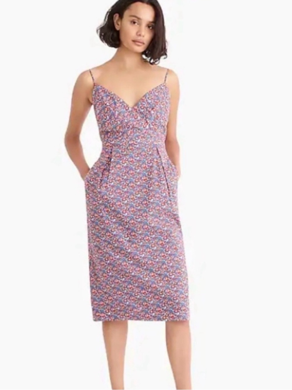 J. Crew x Liberty Betsy Ann Floral Midi Dress in Azure Cerise Multi